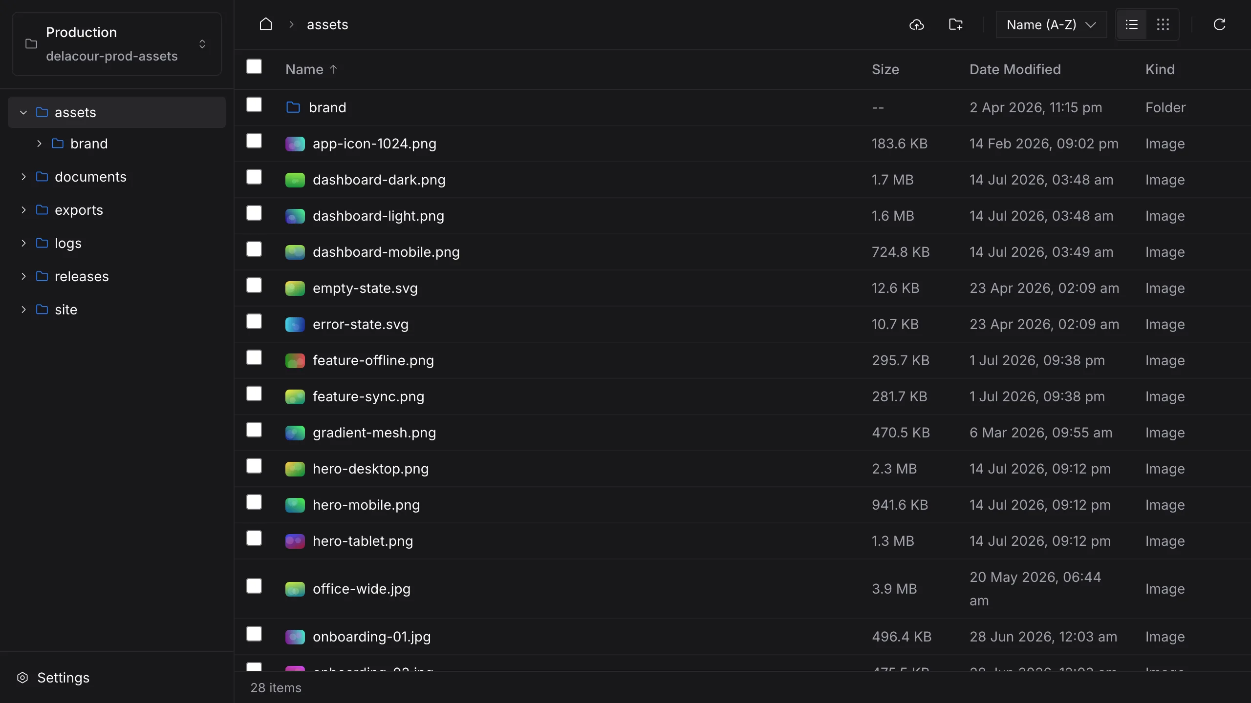 The Nimbus file list showing an image folder with thumbnails, sizes and modified dates